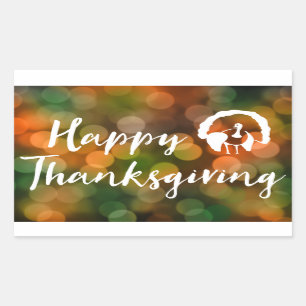 Happy Thanksgiving (bokeh herfst lampjes) Rechthoekige Sticker