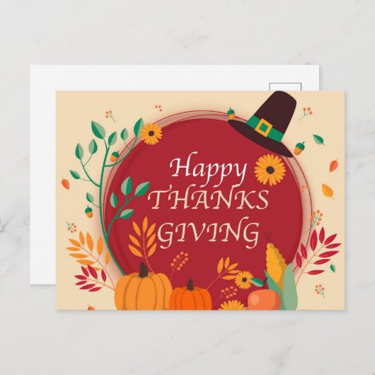 Happy Thanksgiving Briefkaart (Voorkant / Achterkant)