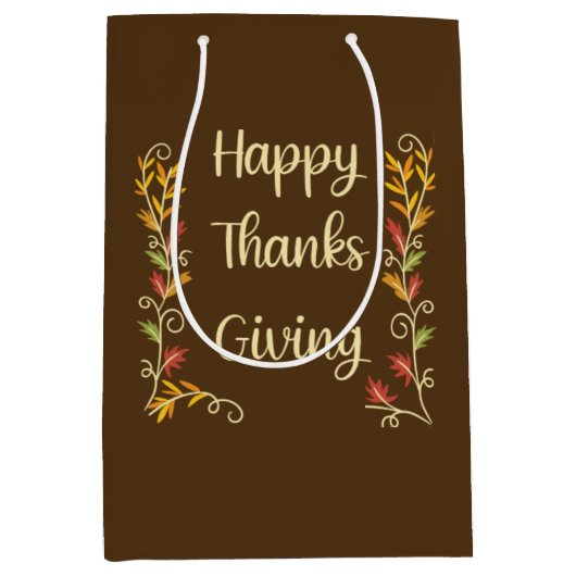 Happy Thanksgiving - Brown theme Medium Cadeauzakje (Voorkant)