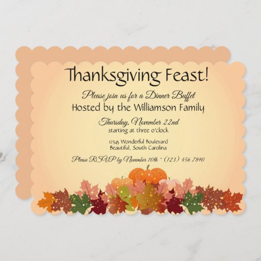 Happy Thanksgiving Buffet/Dinner Feast Invitation Kaart (Voorkant / Achterkant)
