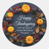 Happy Thanksgiving Business Pumpkin - Modern Ronde Sticker (Voorkant)