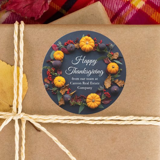 Happy Thanksgiving Business Pumpkin - Modern Ronde Sticker