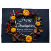 Happy Thanksgiving Business Pumpkin WreatCustom Groot Cadeauzakje (Achterkant)
