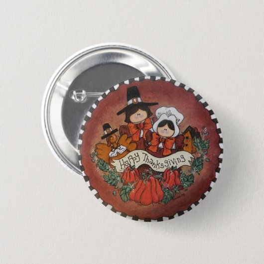 Happy Thanksgiving Button Pin (Voorkant /achterkant)
