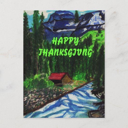 HAPPY THANKSGIVING CABIN BRIEFKAART (Voorkant)