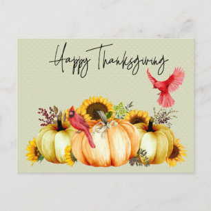 Happy Thanksgiving Cactus Pumpkin Sunflower Briefkaart