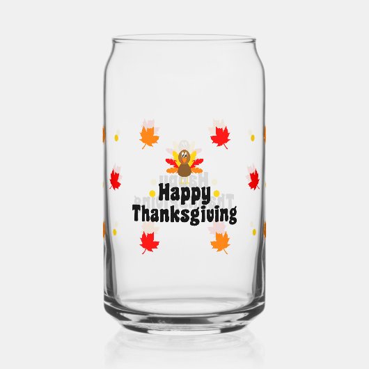 Happy Thanksgiving Can Glass Fall Drinkware Blikvorm Glas (Voorkant)