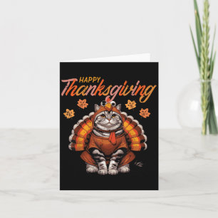 Happy Thanksgiving Cat Turkije Dag Herfst Vrouwen Kaart