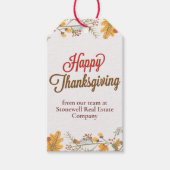 Happy Thanksgiving Chic Fall Leaves Company Party Cadeaulabel (Voorkant)