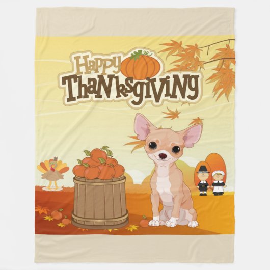 Happy Thanksgiving Chihuahua Fleece Deken (Voorkant)