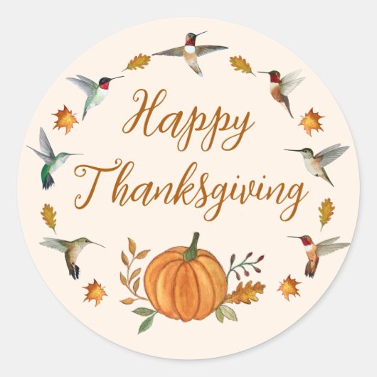 Happy Thanksgiving Classic Round Sticker (Voorkant)