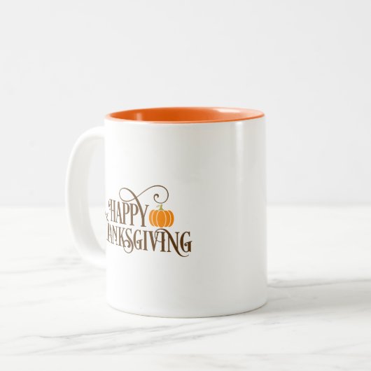 Happy Thanksgiving Coffee Mug Tweekleurige Koffiemok (Voorkant links)
