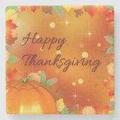 Happy Thanksgiving Colorful Autumn Leaves Stenen Onderzetter (Voorkant)