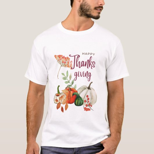 Happy Thanksgiving- Colorful Pumpkins T-shirt (Voorkant)