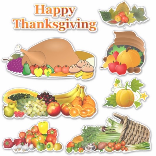 Happy Thanksgiving Contour Sticker (Voorkant)