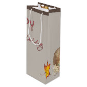 Happy Thanksgiving Cornucopia Basket Fall Leaves Wijn Cadeautas (Voorkant Gekanteld)