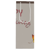 Happy Thanksgiving Cornucopia Basket Fall Leaves Wijn Cadeautas (Voorkant)