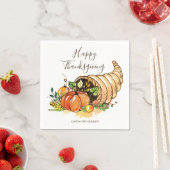 Happy Thanksgiving Cornucopia Herfst Harvest Custo Servetten (Insitu)