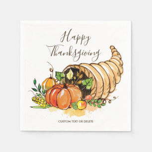 Happy Thanksgiving Cornucopia Herfst Harvest Custo Servetten