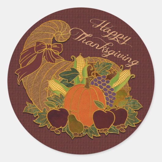 Happy Thanksgiving Cornucopia Stickers (Voorkant)