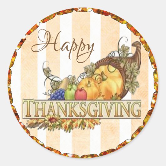 Happy Thanksgiving Cornucopia Stickers (Voorkant)