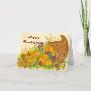 Happy Thanksgiving Cornucopia Waterverf Art Feestdagen Kaart