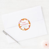 Happy Thanksgiving Country Rustic Autumn Foliage Ronde Sticker (Envelop)