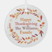 Happy Thanksgiving Custom Autumn Leaf Wreath Glas Ornament (Voorkant)