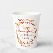 Happy Thanksgiving Custom Autumn Leaf Wreath Papieren Bekers (Voorkant)