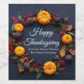 Happy Thanksgiving Custom Pumpkin Wreath Modern Wijn Etiket (Enkel label)