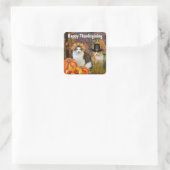 Happy Thanksgiving Cute Cats Pumpkin Vierkante Sticker (Tas)