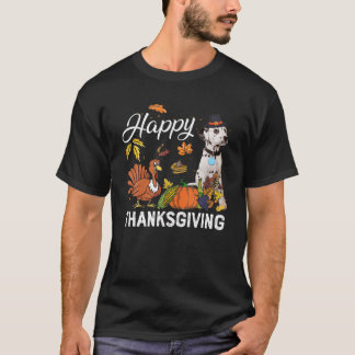 Happy Thanksgiving Cute Dalmatian Turkey Pumpkin F T-shirt