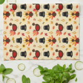 Happy Thanksgiving Cute Turkey Floral Kitchen Theedoek (Gevouwen)
