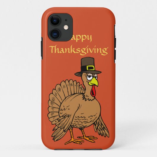 Happy Thanksgiving Cute Turkey Pilgrim Cartoon Case-Mate iPhone Case (Achterkant)