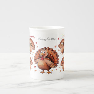 Happy Thanksgiving Cute Turkey Porselein Kop