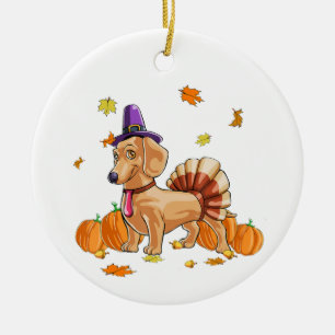 Happy Thanksgiving Dachshund Turkey Costume T Fun Keramisch Ornament