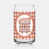 Happy Thanksgiving Dankbaar & Gezegend Retro Teken Blikvorm Glas (Achterkant)