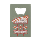 Happy Thanksgiving Dankbaar & Gezegend Retro Teken Kredietkaart Flessenopener (Achterkant)