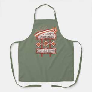 Happy Thanksgiving Dankbaar & Gezegend Retro Teken Schort