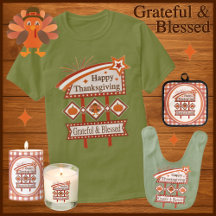 Happy Thanksgiving Dankbaar & Gezegend Retro Teken