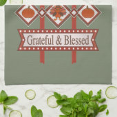 Happy Thanksgiving Dankbaar & Gezegend Retro Teken Theedoek (Gevouwen)