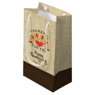 Happy Thanksgiving DANKBAAR VOOR JE Burlap Klein Cadeauzakje