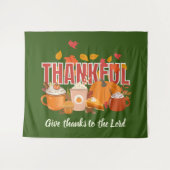 Happy Thanksgiving DANKBARE pompoen Christelijk Wandkleed (Voorkant (horizontaal))