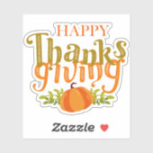 Happy Thanksgiving Dark Brown Herfst Yellow Pumpki Sticker (Vel)