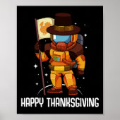 Happy Thanksgiving Day Astronaut Turkije Vlag Herf Poster (Voorkant)