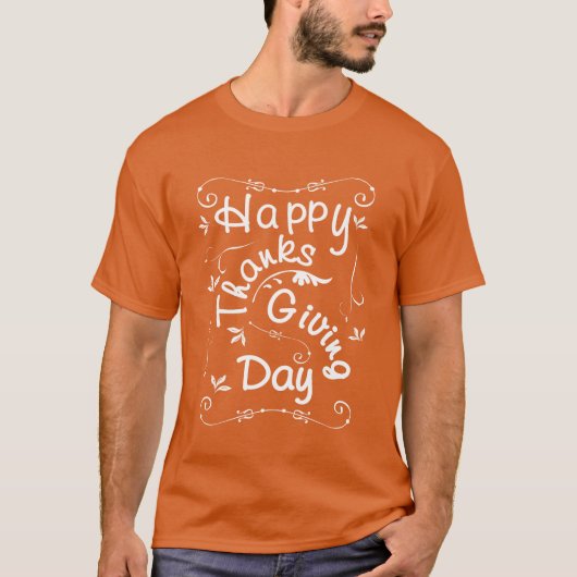 Happy Thanksgiving Day Fancy Typografie Script T-shirt (Voorkant)
