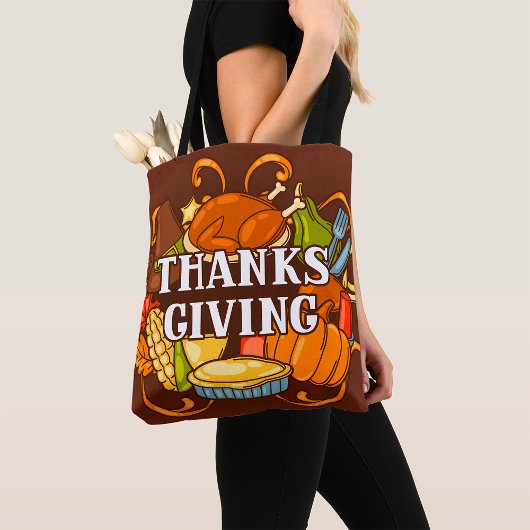 Happy Thanksgiving Day Food Canvas tas