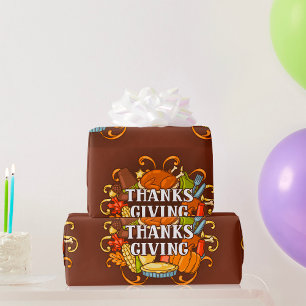 Happy Thanksgiving Day Food Wrapping Paper Cadeaupapier