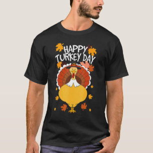 Happy Thanksgiving Day Funny Cute Pilgrim Turkey T-shirt
