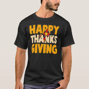 Happy Thanksgiving Day Funny Cute Pilgrim Turkey T-shirt